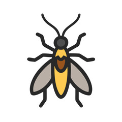 Vector graphic of a yellow and brown insect