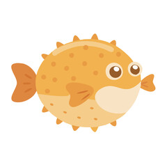 Cute cartoon pufferfish illustration on a black background