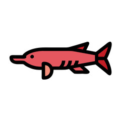 Modern Illustration of a Pink Paddlefish on Black