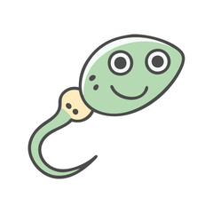 Happy cartoon sperm cell on black background illustration