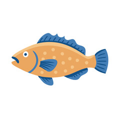 Cartoon fish illustration with orange and blue colors