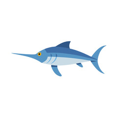 Cartoon Swordfish Vector Illustration on a Black Background