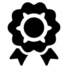 Decorative badge icon with ribbon design and circular