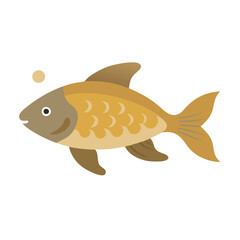 Goldfish illustration on black background, pet fish drawing