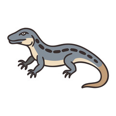 Cartoon lizard illustration, cute and friendly animal character