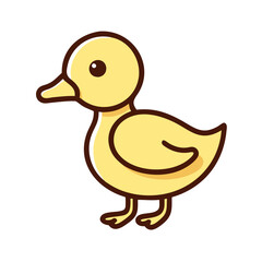 Cute Yellow Duckling Illustration on Black Background