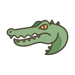 Cute Cartoon Crocodile Head Vector Illustration on Black