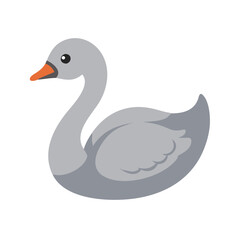 Elegant Gray Swan Isolated on Black Background Illustration