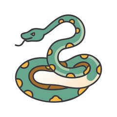 Cute Cartoon Snake Illustration on Black Background