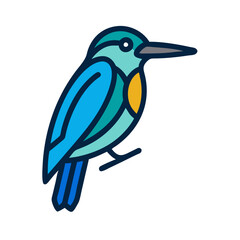 Stylized Blue Kingfisher Illustration on Black Background