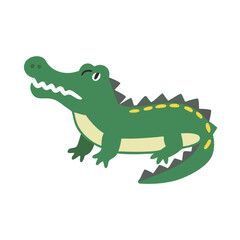 Cartoon alligator standing isolated on black background illustration