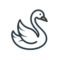 Obraz premium Elegant black swan vector illustration on black background