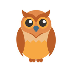 Cute Brown Owl Cartoon Graphic on Black Background