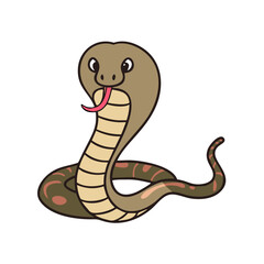 Fototapeta premium Cute Cartoon Cobra Snake Illustration on Black Background