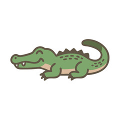 Cute Cartoon Alligator on Black Background Smiling