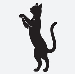 standing cat silhouette vector art illustration, black cat silhouette