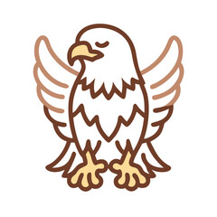 Stylized Brown Eagle Illustration with Spread Wings, Black Background
