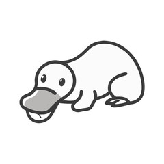 Cartoon Platypus Illustration on Black Background: Cute and Simple