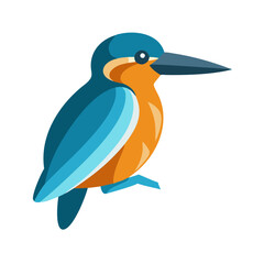 Geometric Kingfisher Illustration with Turquoise and Orange colors