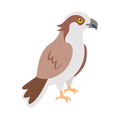 Cartoon osprey on black background, simple vector illustration