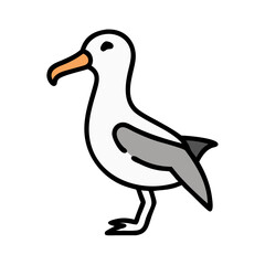 Cartoon Seagull Illustration Isolated on Black Background