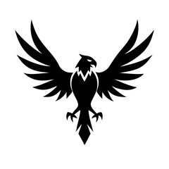 Obraz premium Majestic eagle silhouette vector art shows a flying bird with powerful wings, a wild symbol of nature