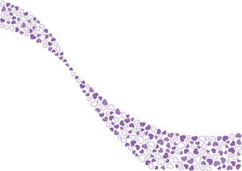 ハート柄の背景 紫系の3色 フチと単色 ハート