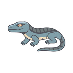 Cartoon Komodo Dragon Illustration Isolated on Black Background