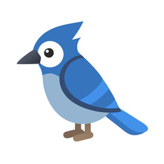 Cute Cartoon Blue Jay Bird Illustration on Black