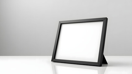 Empty black picture frame on the table