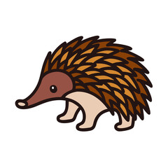 Fototapeta premium Cute Cartoon Echidna Illustration Isolated on Black Background