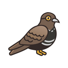 Cartoon pigeon vector illustration on black background icon