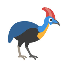 Cartoon Cassowary Illustration Isolated on Black Background