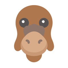 Cartoon Platypus Face Icon Isolated on Black Background