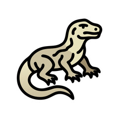 Stylized Komodo Dragon Illustration on Black Background