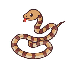 Cute Cartoon Snake on Black Background Illustration