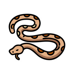 Cartoon Snake Illustration, Flat Design Style on Black Background