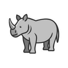 Cute Cartoon Rhino Illustration on a Black Background