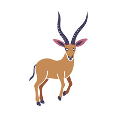 Elegant Antelope Illustration with Long Horns on Black