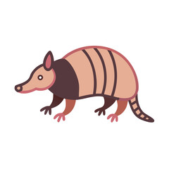 Cartoon Armadillo Illustration on Black Background Animal Image