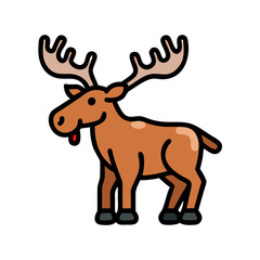 Cartoon Moose Illustration Isolated on Black Background