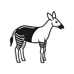 Okapi Outline Illustration: Animal Icon with Zebra Stripes