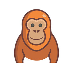 Cute Orangutan Cartoon Illustration on Black Background