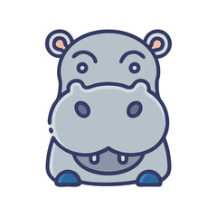 Cute Cartoon Hippo Character, Illustration for Children's Design
