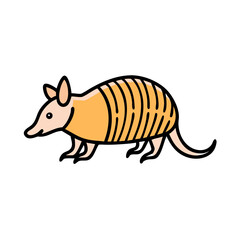 Cute Cartoon Armadillo Walking Against Black Background Illustration