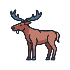 Cartoon vector illustration of a cute moose animal
