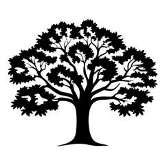 Silhouette of a Majestic Tree with Lush Canopy and Strong Trunk