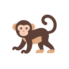 Cute Cartoon Monkey Vector Illustration on Black Background