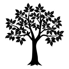 Obraz premium A stylized tree silhouette with dense foliage and a sturdy trunk