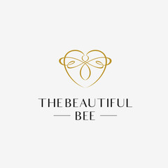 bee logo design combination with love vector template